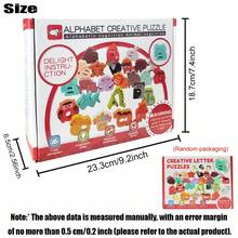 52pcs Matching Game, Wooden Letter Animal Puzzle, Suitable For Boys And Girls, Sensory Toy, ABC Letter Peg Puzzle, Suitable For 3-5 Years Old Children, Preschool Learning Activity Toy, Best Christmas Birthday Gift - Multicolor - View 4