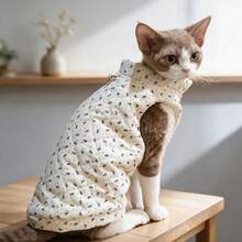 Pet Vest For Devon Rex Hairless Sphynx Cat, Autumn/Winter Warm Thickened Corduroy Cat Coat - White - View 4