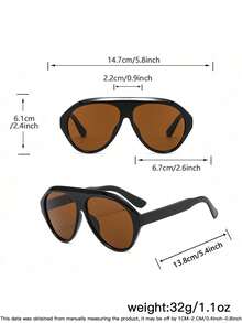 1 PC Men's Aviator Fashion Glasses Retro Large Frame PC Material Solid Color Lens Simple Chic Lightweight For Weekend Leisure Trip With Glasses Box - Multicolor - View 6