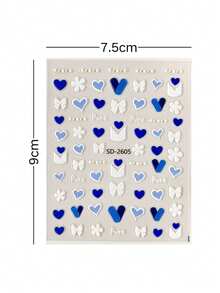 1pc Winter New Blue & White Heart Flower Bow Face Sticker, Suitable For Face Decoration And Makeup, Create Japanese Y2K Style Look, Self-Adhesive For Easy Use - Multicolor - View 2