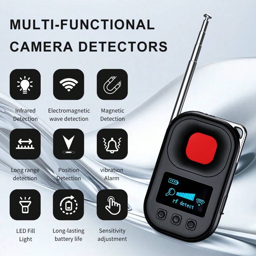 Multifunctional Camera Detector Hotel Anti-Spying Signal Detector Wireless GPS Locator Scanner Infrared Camera Detector Anti-Eavesdropping Magnetic Field Detection Device Portable Signal Detector - View 1