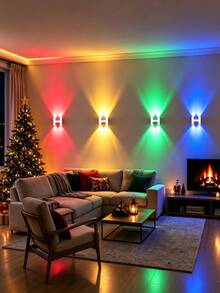 Đèn tường RGB 16 màu, đèn ngủ cảm biến chuyển động thông minh, lắp đặt bằng nam châm, đèn ngủ trang trí phát sáng hai mặt, đèn tường LED sạc USB, chiếu sáng 4 hướng, phù hợp cho phòng ngủ, phòng khách, hành lang, đầu giường, phòng chơi game - Nhiều màu - Xem 2