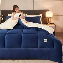 Luxury Reversible Ultra Plush Comforter Solid Color All-Season Duvet Insert Machine Washable. - Grey - View 8