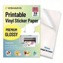 1/10/20pcs - Glossy Vinyl Sticker Sheets - A4 Size (8.3 X 11.7 Inches), Self-Adhesive, Waterproof, Compatible With Inkjet And Laser Printers - Multiple Styles - View 2