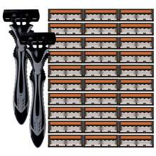Men's Manual Razor Set, 3 Triple Blade Stainless Steel Razor Heads, Non-Slip Handle, Replaceable Refill Blades, Smooth Shaving Tool For Men Facial Grooming - Multicolor - View 12
