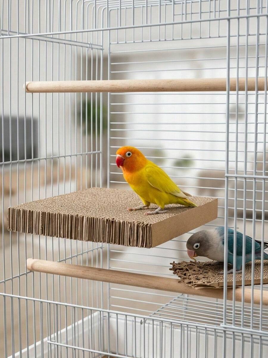 Multifunctional Thick Pressure Relief Chewing Biting Climbing Scratching Foraging Parrot Toy Bird Cage Bracket Perch Platform Shredding Board Chewing Board Suitable For Office Home Outdoor Hotel Cage Accessories Parrot Bird Christmas Gift - A+B - View 1
