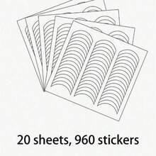 960pcs/20sets French Manicure Stickers, French Manicure Smile Line Guide Stickers, Nail Art Beginner Sticker Set, Nail Art Striped Tape Line, Nail Art Tool Accessories Set - Crescent - View 16