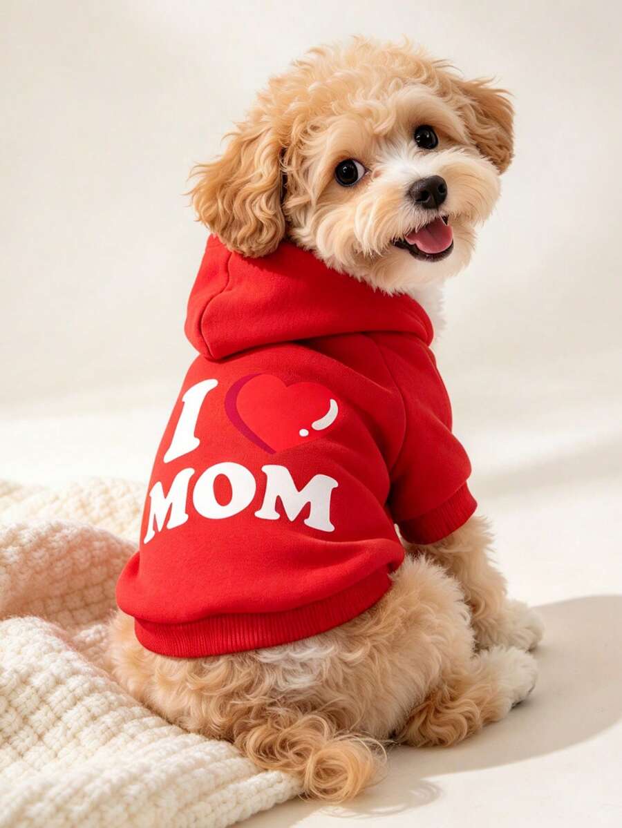 LUCKIE PAL 1件 I Love Dad, Mom 印花寵物衛衣,防跳蚤、減少掉毛、保暖透氣,適用於貓狗,室內外皆可 - 彩色 - 查看 1