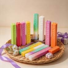 Cubulo 2Pcs Spanish Blessing Words Long Candle Silicone Mold Set, 10 Cavity Prayer Quote Bar Mould, Easy Release Reusable Mold For Epoxy Resin, Aromatherapy Candle, Plaster, DIY Craft Ornament, Christmas Halloween Thanksgiving Handmade Gift For Crafters - White - View 3