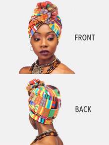 1pc Women's 3D Braided Ball Arabic Headwrap Hat, Versatile Headscarf Cap For Daily Wear - Purple, Yellow and Blue Stripes - View 11