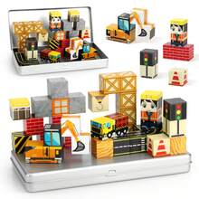 35PCS Kids Engineering Magnetic Cube Building Set, STEM Role Play Travel Toy, Suitable For Boys And Girls - Multicolor - View 2
