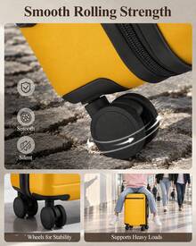 Suitcase Cabin Size Carry On 20 24 28 Inch 3 Piece Set Hard Shell Lightweight Spinner Wheels Combination Lock Telescopic Handle Travel Luggage - Yellow - View 6