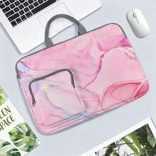 Tas Laptop/Tas Kerja Motif Marmer Merah Muda - Terbuat dari Kain Lembut, Kompatibel dengan Berbagai Perangkat Laptop dan Tablet, Dilengkapi dengan Kantong Resleting Eksternal dan Pegangan Tetap, Kapasitas Penyimpanan Besar, Menyeimbangkan Perlindungan dan Portabilitas, Cocok untuk Bekerja, Belajar, dan Bepergian, Penting untuk Perjalanan Sehari-hari - MultiWarna - View 3