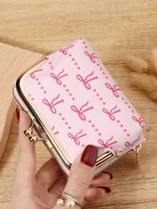 Fashionable Bow Printed Credit Card Clip, Detachable Credit Card Holder, Multi Slot Coin Wallet, Suitable For Outdoor Use - Pink - View 14