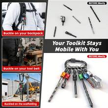 7Pcs Colorful 1/4 Inch Quick Release Bit Holder Set With Locking Carabiner, Portable Hex Shank Extension Keychain For Drill Bits, Screwdrivers, Workshop, Construction And DIY Repairs - 7-piece Color Socket Set 1/4" Drive - View 3