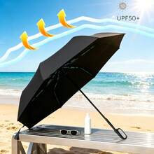 3 Pieces Umbrella Set (Includes 1 Automatic Folding Umbrella With Ring Clip + 2 Hooks), Ring Clip Design, Portable Hands-Free Automatic Folding Umbrella, Thickened And Reinforced Windproof Umbrella Ribs And Canopy, Ergonomic Non-Slip Plastic Handle, 2 Colors Available - Multicolor - View 9