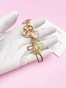 1pc Exquisite Hollow Cross Bag Charm Keychain, Flower Bow Handbag Pendant, Women's Car Key Chain Accessory, Travel Backpack Wallet Accessory, Versatile Bag Accessory, Women's Room Decor, Holiday Gift - Multicolor - View 6