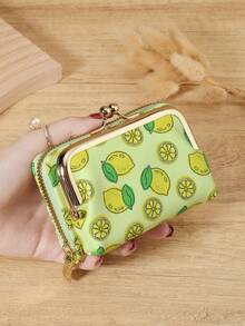 New Women's Fruit Printed Wallet, Multi Card Slot Function Wallet, Detachable Large Capacity Storage Bag, Suitable For Outdoor Use - Yellow - View 10