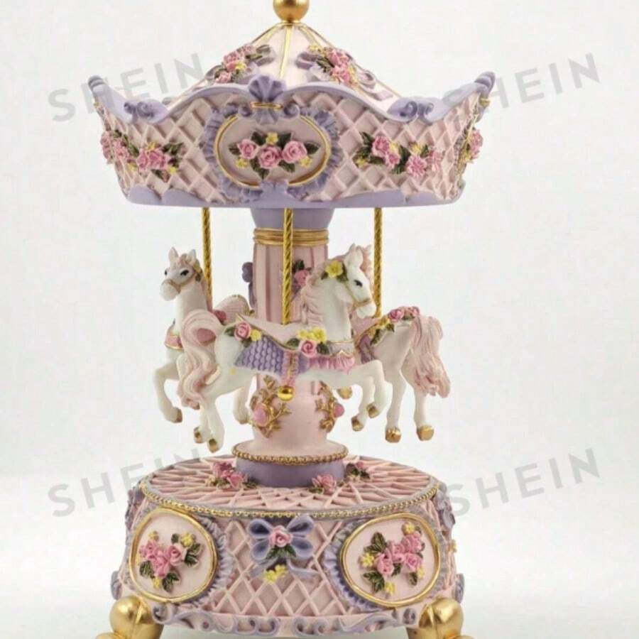 1pc New Hot-Selling Rotating Carousel Music Box Ornament, Suitable For Christmas, Halloween, Birthday Gift, Home Decor, Bedroom Decoration - 1PC - View 1