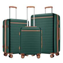 Suitcase Cabin Size Carry On 20 24 28 Inch 3 Piece Set Hard Shell Lightweight Spinner Wheels Combination Lock Telescopic Handle Travel Luggage - Dark Green - View 13