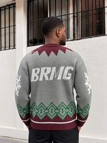 BLACKTOEXIT Men's American Street Style Hip Hop Crew Neck Drop Shoulder Knit Sweater, Autumn/Winter - Red - View 4