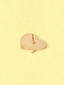 Popjeli 1pc Women's New Heart-Shaped English Letter Alloy Brooch, Minimalist Style, Suitable For Clothing/Bag Decoration - Pink - View 4