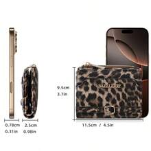 Baellerry 1 buah Dompet Pendek Wanita Motif Leopard Vintage, Tempat Kartu Kulit PU Motif Hewan, Dengan Slot Foto + 6 Slot Kartu + Dompet Koin Berresleting, Dompet Kecil, Untuk Perjalanan dan Penggunaan Sehari-hari, Hadiah Ulang Tahun Untuknya - MultiWarna - View 3