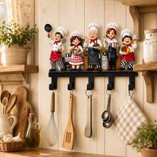 Metal 2D Cute Chef Family 5-Piece Wall Hook Decor Rack - View 5