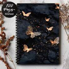 1pc, 2D Flat, A Spiral-Bound Ruled Notebook With A Butterfly-Themed Cover - Ruled Interior Pages, Portable Diary, A5 Size, Suitable For Travel, Gifting, Minimalist Journaling And Planning, Ideal For Students And Office Workers, Butterfly Design - One Book (50 Pages, 100 Pages) - View 4