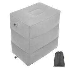 1pc Portable PVC Inflatable Footrest Pillow, Adjustable‑Height Leg Support Cushion, Lightweight Travel Foot Stool, For Airplane Car Train Bus Office Home, Travel Essential, Holiday Trip Accessory, Pump Sold Separately - Height-adjustable Inflatable Footstool - View 12