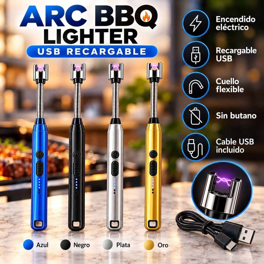 Encendedor eléctrico recargable, increíble encendedor con cuello flexible, no necesita gas ya que es eléctrico, funciona con arco eléctrico, los colores se mandan al azar. - A - Ver 1