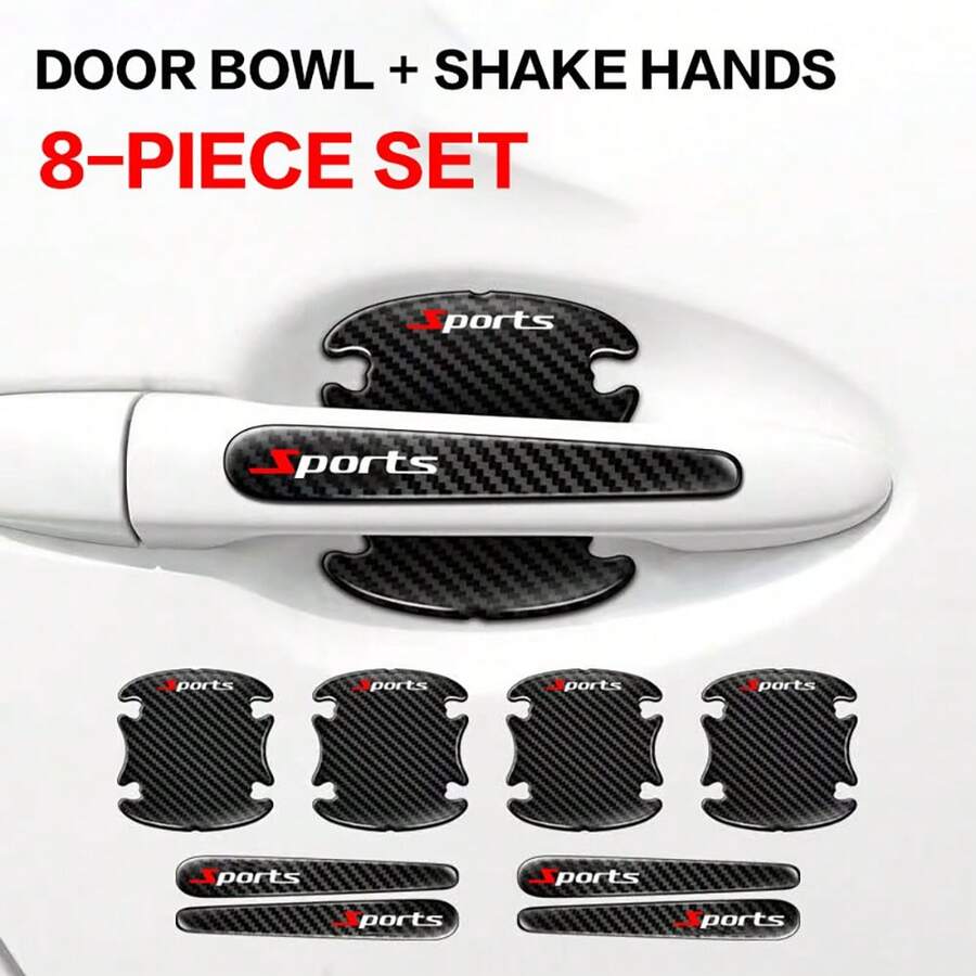 Car Door Handle Protector, Carbon Fiber Car Door Handle Anti-Scratch Protector, Universal Car Door Handle Cover, Car Exterior Accessories, Suitable For Most Cars And SUVs - A - View 1