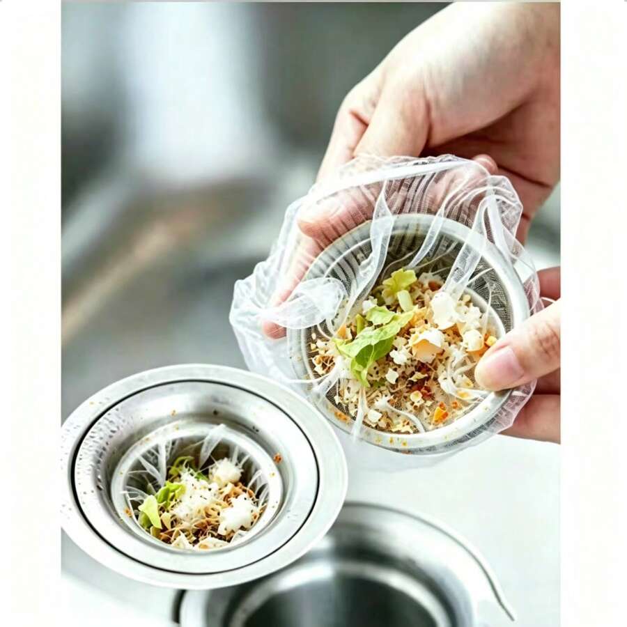 500/300/100pcsDisposable Kitchen Sink Strainer Mesh Bags, Elastic Opening Drain Filter Net, Fine Mesh Sewer Residue Catcher, Easy To Discard Food Leftovers, Prevent Drain Pipe Clogging For Home Kitchen Sink - Multicolor - View 1