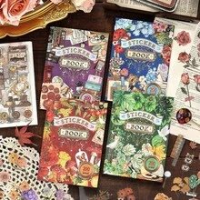 200+ Sheets Vintage Botanical Floral Aesthetic Stickers, Self-Adhesive Scrapbook Stickers For Journaling, Art Diary, Card Crafts, Gift Notebook, Autumn And City Theme - one-size - View 3