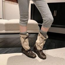 Women's Casual Lace-Up Boots, Striking Stacked Design, Round Toe, Comfortable Flat Sole, Available In Two Colors - Brown - View 6