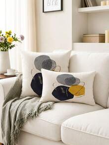4pcs Bohemian Mustard Yellow And Gray Abstract Art Throw Pillow Covers, Geometric Minimalist Aesthetic, Mid-Century Modern Decorative Cushion Covers For Sofa And Home Decor (Pillow Inserts Not Included) - Multicolor - View 10