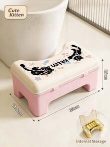 1pc Cute Thickened U-Shaped Squatting Stool, Flip-Top Compartment Storage Box, Multi-Functional Organizer, Toilet Squatting Stool, Bathroom Storage Box, Suitable For Home Bathroom Daily Use, All-Season, Christmas Room Decor - Multicolor - View 12