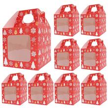 4/12/28pcs Christmas Cartoon Full Print Handheld Gift Boxes, Santa Claus & Snowman Pattern Party Favor Boxes, Holiday Dessert Paper Boxes - Multicolor - View 8