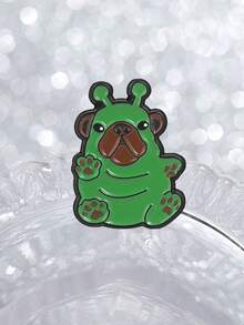 1 Pc Cute Alien Puppy Enamel Pin, Green Alien Bulldog Brooch Badge, Decorative Lapel Pin For Backpack Jacket Clothing Accessory - Multicolor - View 5