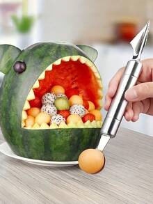 1pc Fruit Ball Scooper, 2-In-1 Fruit Spoon, Stainless Steel Fruit Carving Tool, Kitchen Gadget - Multicolor - View 5