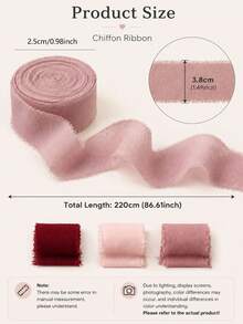 3 Rolls 3 Colors Handmade Chiffon Ribbon, Suitable For Wedding Invitations, Mother's Day, Bridal Bouquets, Gift Wrapping, DIY Crafts - Chiffon Ribbon - View 9