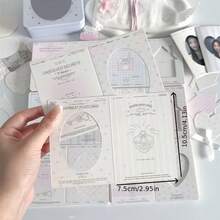 54pcs Mesh Hollow Cut-Out Foldable Cards, Heart, House, Oval Shaped Window Mini Foldable Cards, Thick Hard Paper Material Photo Cards, Card Packaging Inserts, Suitable For Idol Photos, Decorative Foldable, Halloween, Christmas, Holiday Gifts (Random Patterns) - A - View 4
