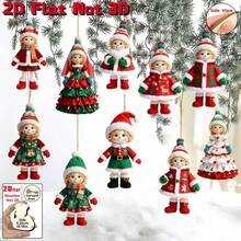 Christmas Tree Hanging Decoration Cute Cartoon Girl Christmas Outfit Wooden Home Yard Party Gift Decor - Multicolor - View 3