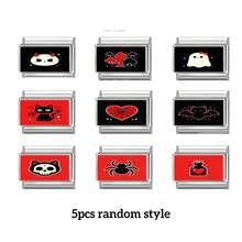 1/5/10pcs Random Style Red Black Spider Black Cat Skull Ghost Demon Face Module Bracelet Accessories Stainless Steel Handmade DIY Jewelry Halloween Style Matching Ornaments - Multicolor - View 11
