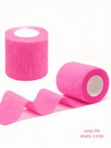 36/24/12/6/1pc Self-Adhesive Bandage, Good Breathability, Elastic Sports Self-Adhesive Tape, Pink, Black, 2.5CM*2M - Multicolor - View 5