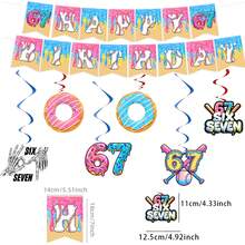 21 PCS Birthday Party Decoration Set For 67th Birthday, Doughnut Ice Cream Baseball Skeleton Hand Birthday Banner And Hanging Vortex Decorations, Hanging Decorations For 67th Birthday Party - View 7