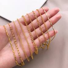 1pc Minimalist Brass Blank Necklace Chain Dainty 18K Gold Tone Chain Base Thin Chain For Pendant Charms DIY Handmade Jewelry Making Chain Base - Gold - View 3