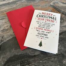 1 Greeting Card + 1 Envelope Funny Christmas Greeting Card For Friends, Dear Friends Merry Christmas Greeting Card, Humorous Friendship Holiday Card For Close Friends, Holiday Party Gift Card, Christmas Eve Gift Card For Friends, Christmas Message Card, Holiday Commemorative Card, Holiday Greeting Card - Blessing Card - View 7