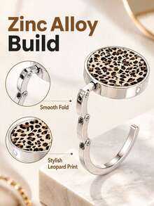 Foldable Purse Hook For Table Leopard Print Purse Holder For Women Handbag Hanger Portable Bag Holder Bag Hooks For Travel Party Home Wallet Handbag Storage And Organizer Home Bedroom Room Decor Bathroom Accessories Kitchen Decorations - Multicolor - View 5