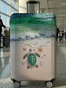 1pc Sunset, Coconut Trees Print Luggage Cover, Fits 18-32 Inch Suitcases. Stretchable, Scratch-Proof & Dustproof, Stylish Decoration For Luggage. - Multicolor - View 20